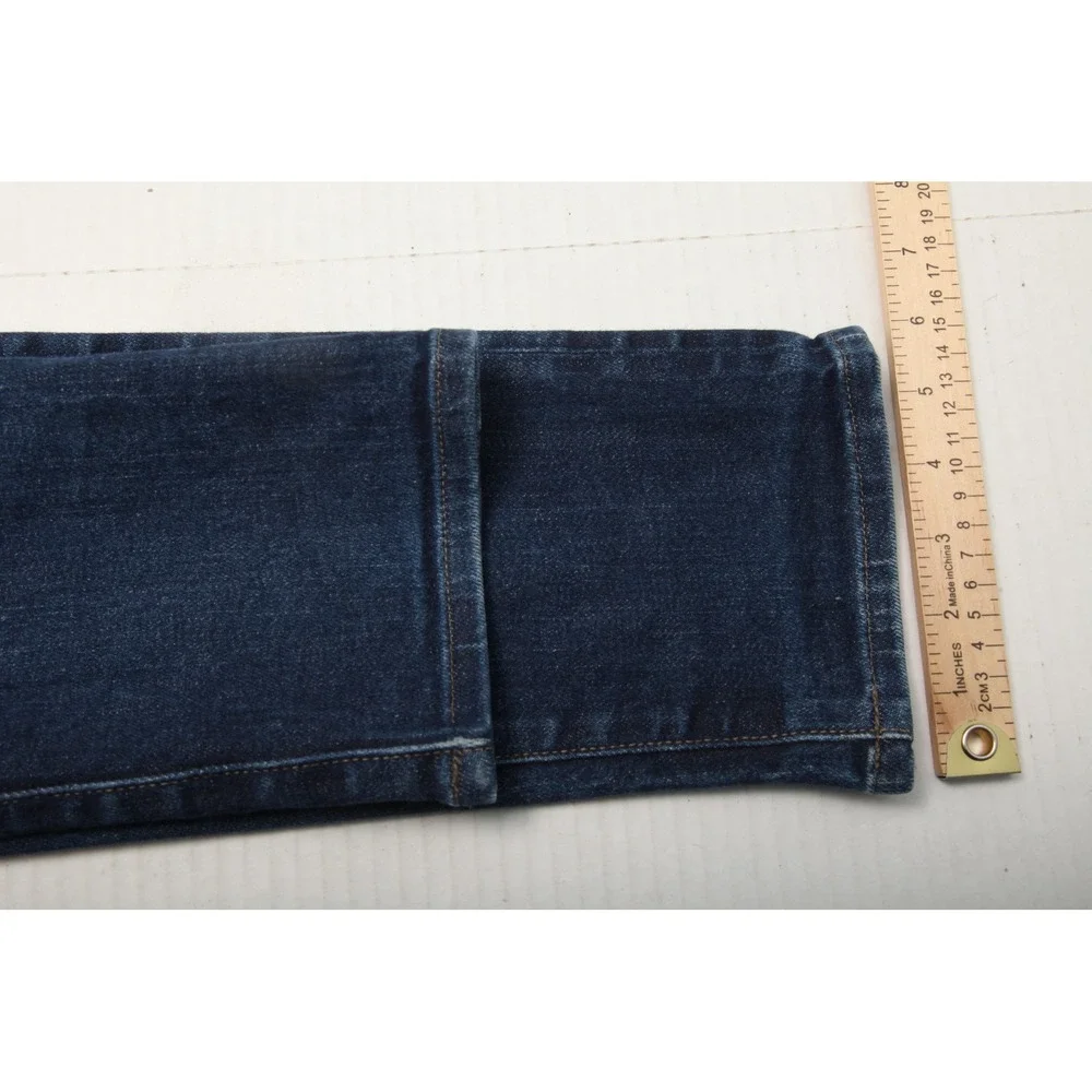 Uniqlo Jeans Mens 33x32 Blue Slim Straight Selvedge Denim Stretch Low Rise